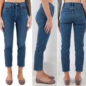 AGOLDE Riley Cropped High Rise Straight Leg Jeans - Air Blue 28